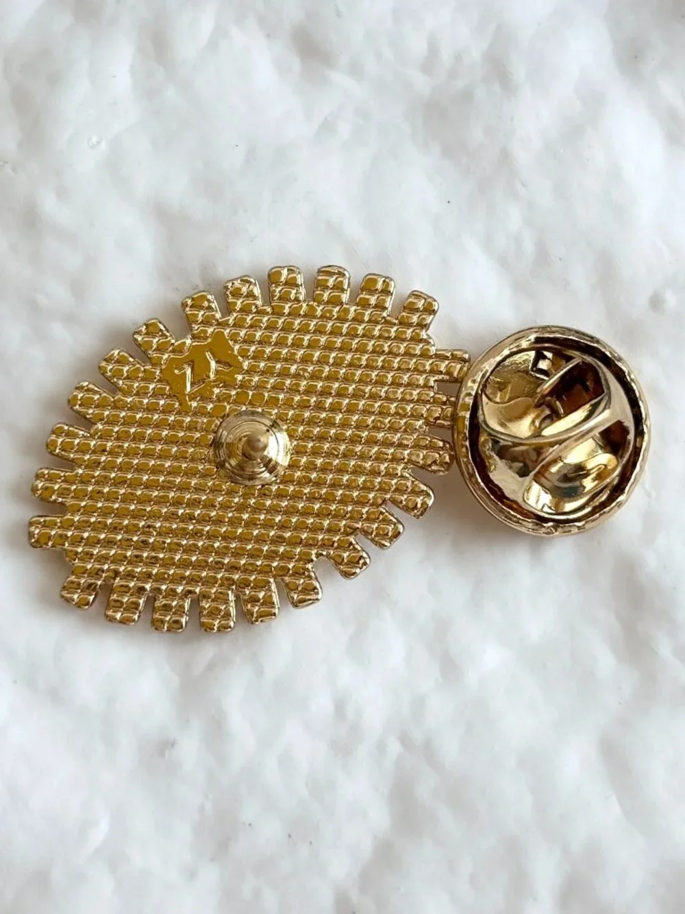 Evil Eye Enameled Blue Eye Good Luck Mati Shield Gold Toned Brooch Lapel Pin